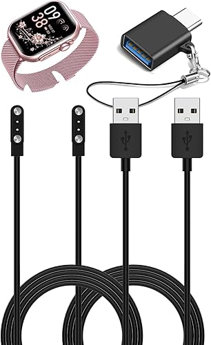 Cable de carga para reloj inteligente AKUMAKA G62, cable magnético USB A de carga rápida con adaptador USB C (2 cables + 1 adaptador)