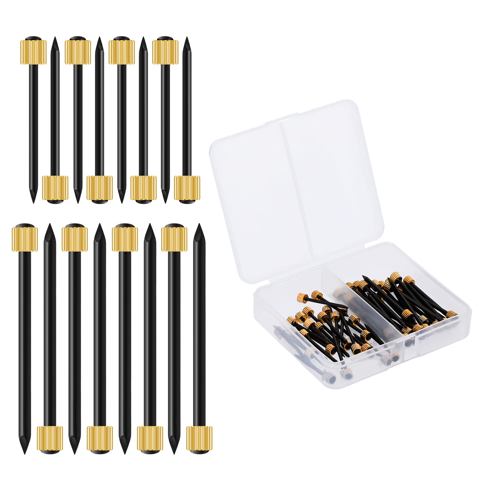 ASTER 50 Pieces Picture Hanging Nails, Frame Hangers Nails Black Steel Nails and Brass Head Hangers Nails Hardware (2 Sizes)
