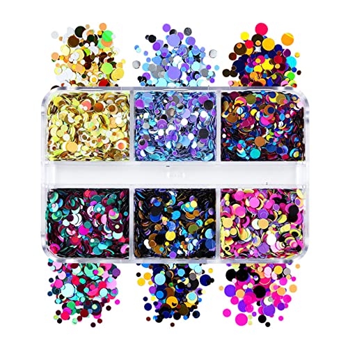 NGCG Nail Sequins Nail Art Nail Glitter Mixed Round Thin Shining 3D Nail Art Stickers Nail Art Decor Nail Art Sequins Glitter Set Variety Shapes Nail Art Sequins Halloween