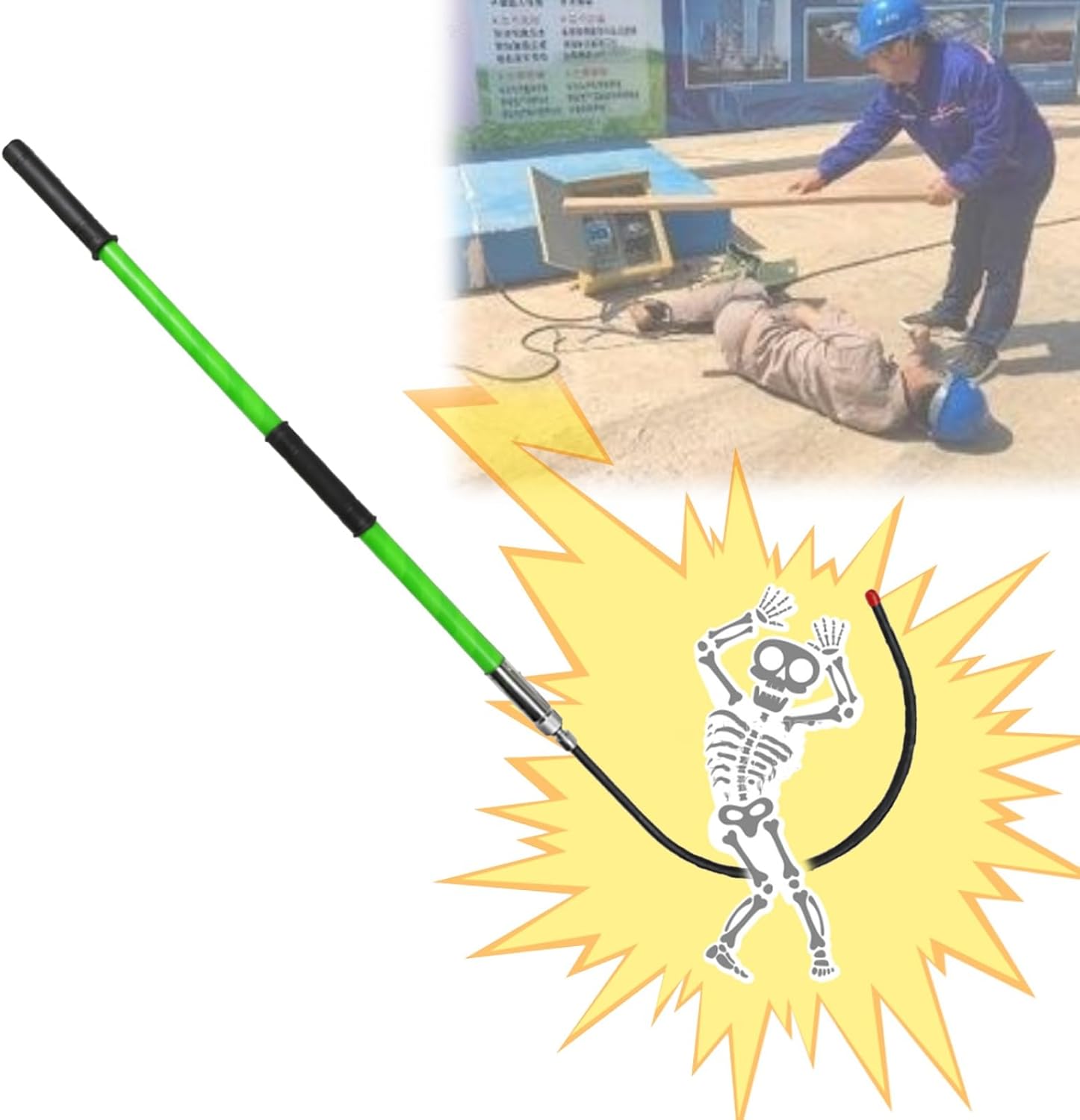 Anti-electrocution Rescue Hook Green Insulated Rescue Hook with Canvas Bag, 1 1. 5 2 3 M Electrical Safety Emergency Life-Saving Stick for Power Station Fire Electrical Gear, 17.7in Opening Load-Beari