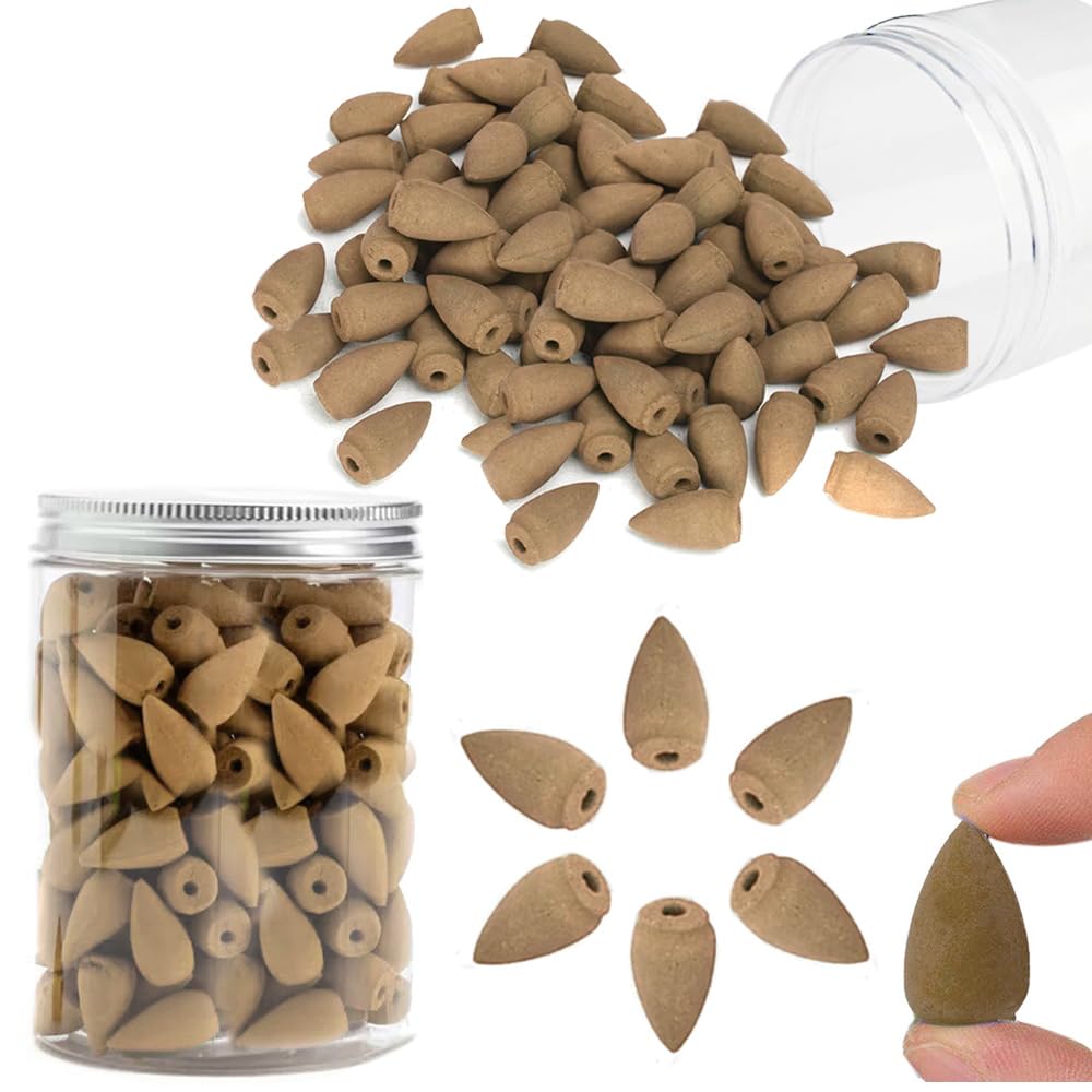 Ambergris Backflow Brown Incense Cones, Long Lasting Aroma for Positivity & Pure Air,Wood Powder,Aromatherapy for Stress Relief, Air Purifier & Cleansing, Gift Set - Pack of 100 Cones