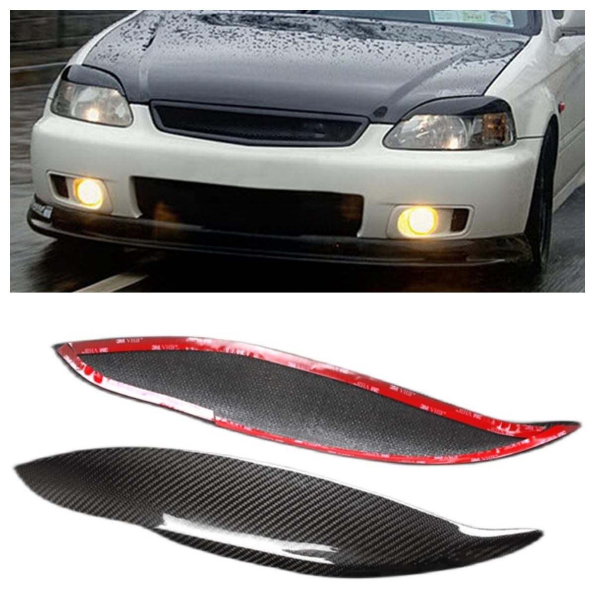 Amazon.com: Carbon Fiber Car Eyebrows Eyelid Headlight Cover Trim
