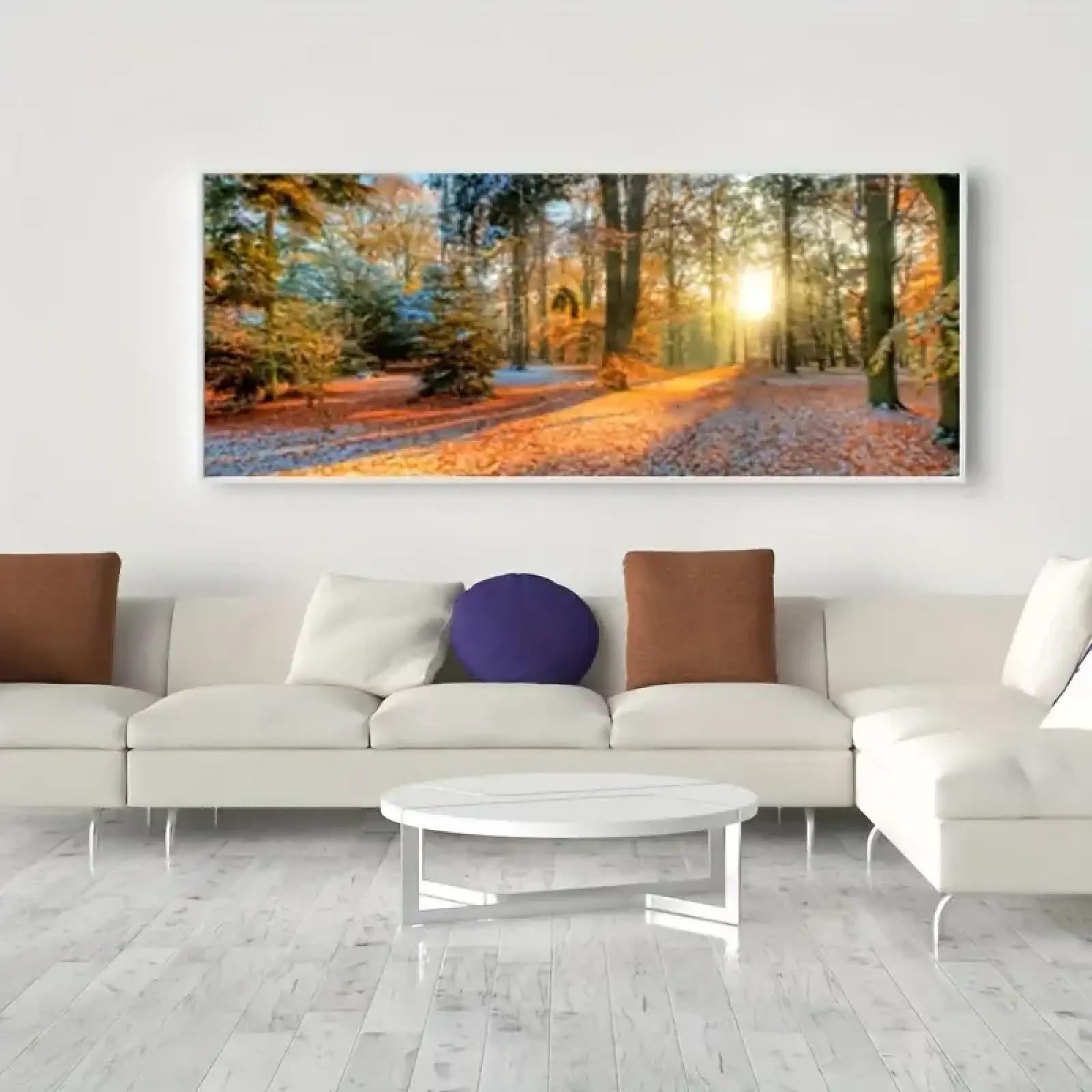 Art mural de paysage naturel pour un salon apaisant avec peinture d'arbre sur toile - 8