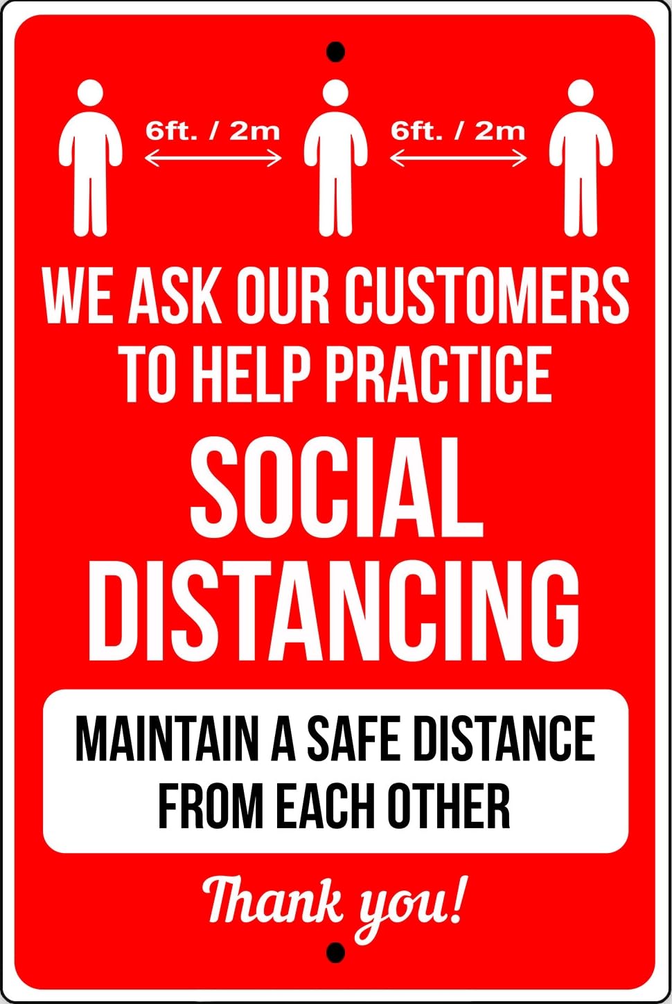 Practice Social Distancing Maintain A Safety Precautions Metal Sign