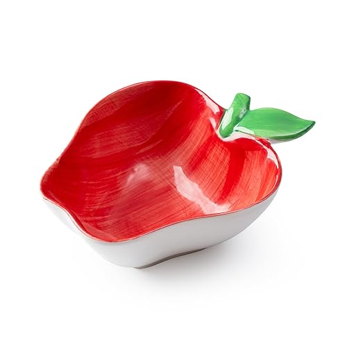 Apple Shaped Ceramic Bowl - 4 Inch Fruit Salad Dessert