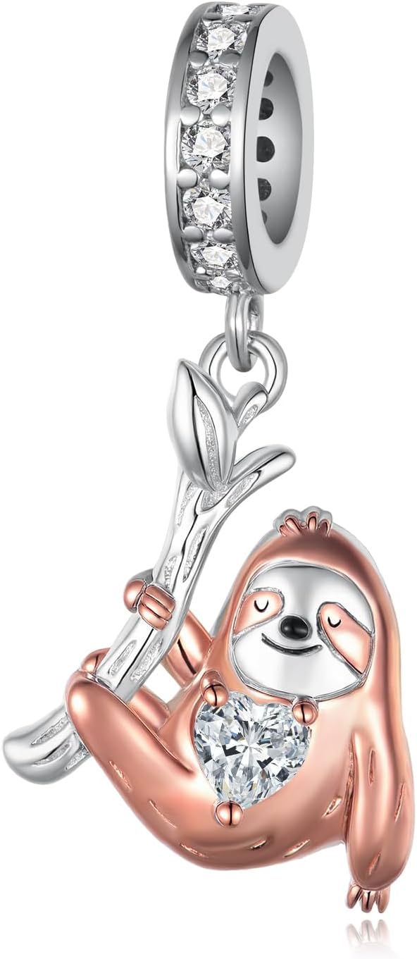 Sloth Gifts 925 Sterling Silver Cute Animal Sloth Charms for Bracelets Sloths Jewelry Gift for Women Christmas Day Jewelry Present