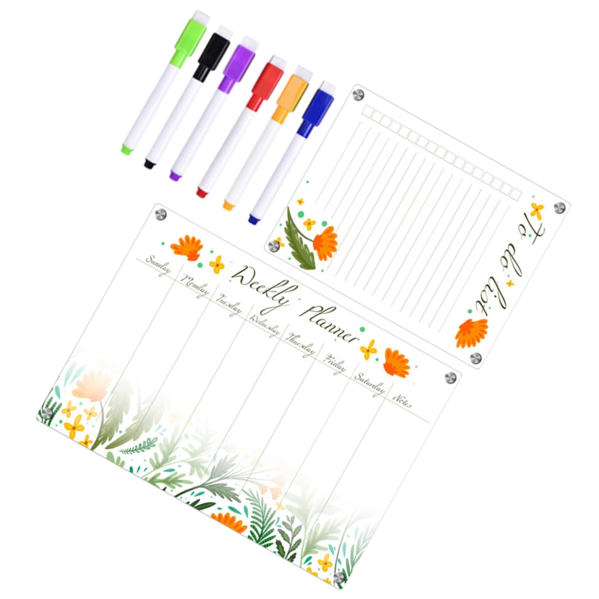 Homoyoyo Lavagna Magnetica Acrilica Cancellabile a Secco Per Frigorifero Set 8 Pezzi A3 A4 Trasparente, Calendario Settimanale Planner Per Organizzazione Casa Ufficio