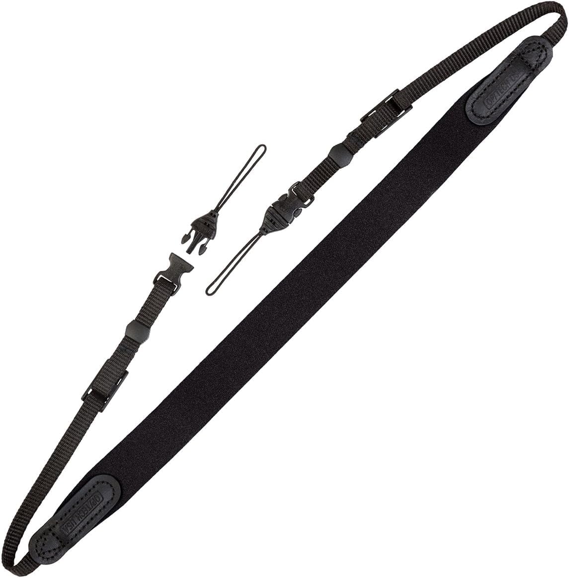 OP/TECH USA Bin/Op Neoprene Quick Release Camera Strap – Adjustable Neck or Shoulder Strap for Small Cameras, Binoculars, and Vintage Film Cameras - QD (Black) - Made in USA