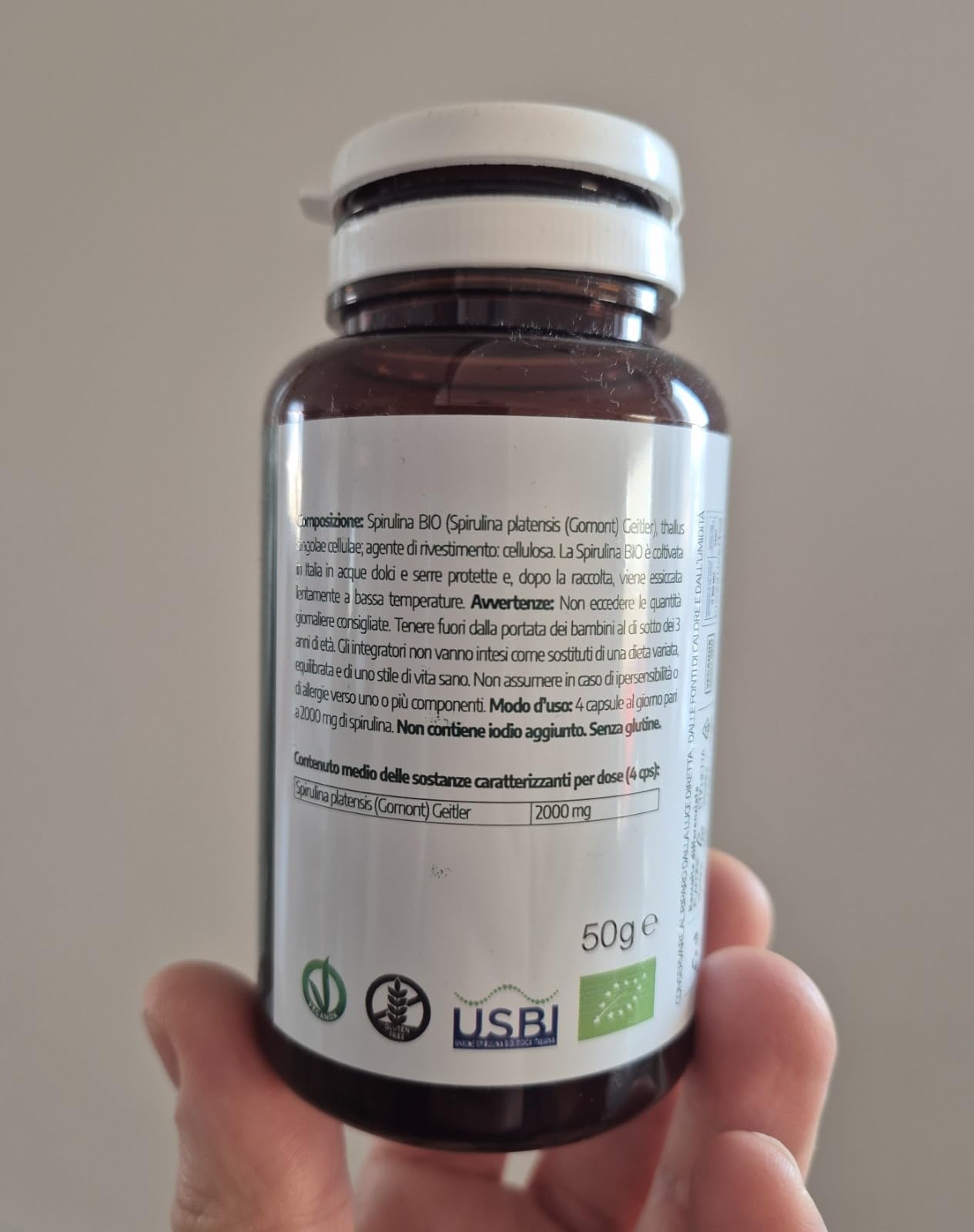 AGROINIZIATIVE SPIRULINA BIO 100 Cps Alga Spirulina Pura 100% 500 Mg Senza Glutine e Iodio Integratore Spirulina Concentrata Ricca di Ficocianina Ferro Omega 6 Spirulina Biologica PRODOTTA IN ITALIA