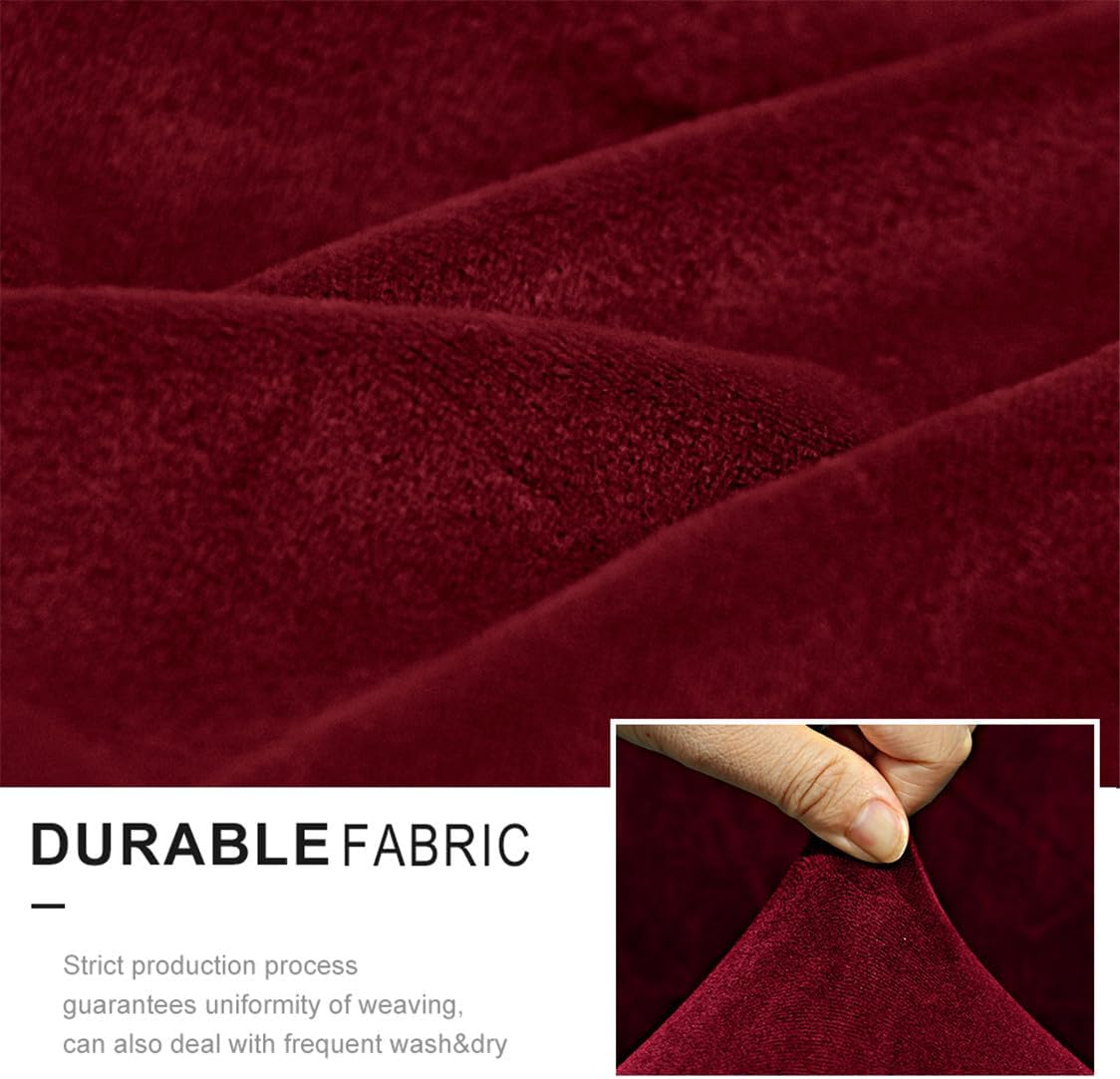 2 Pieces Stretch Sofa Covers T Cushion Chair Armchair Slipcovers with 1 Individual Thick Velvet T Cushion Shape Seat Couch Cover Furniture Protector Covers for Living Room