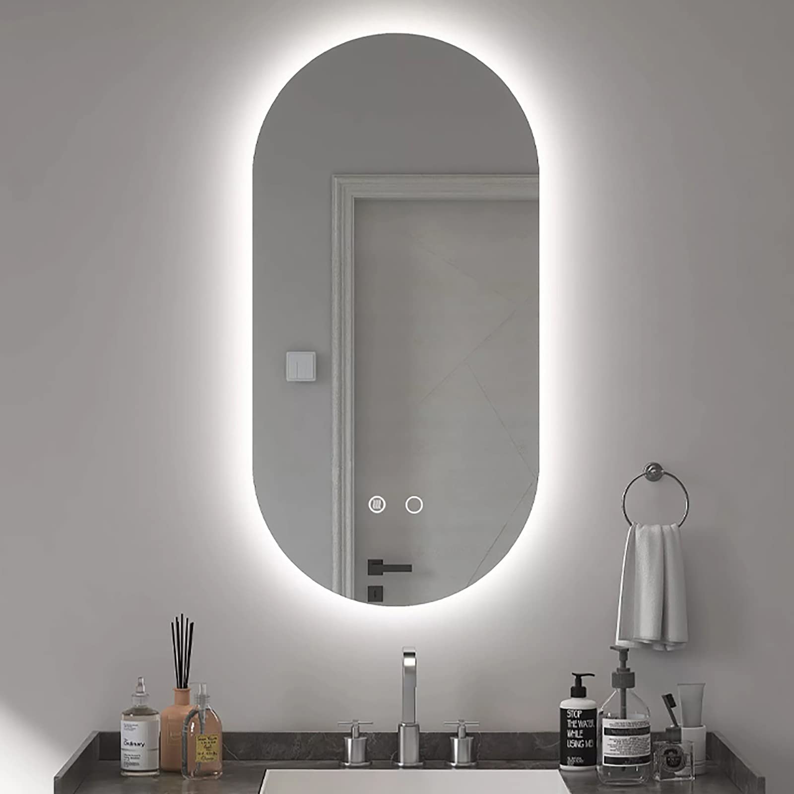 Specchio Espejo de baño iluminado con Luces LED, 3 temperaturas de Color, Sensor táctil y antivaho, montaje en pared Horizontal o Vertical.