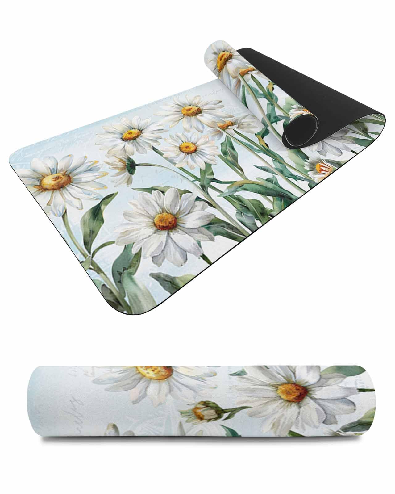 Debedcor Heat Proof Table Pads Waterproof Decorative, White Daisy Farmhouse Non-Slip Table Countertop Protector, Vintage Botanical Floral Aqua Insulation Mat for Dining Room, 48 x 12 Inches