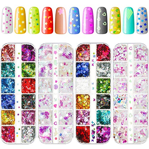 4 Cajas Brillo Lentejuela Uñas Decoraciones