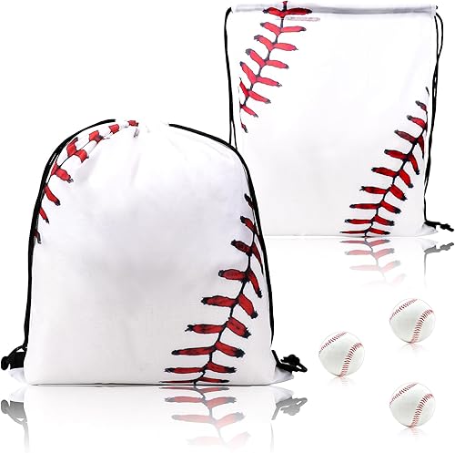 Mozeat Lens 2 bolsas de béisbol con cordón, pequeñas bolsas deportivas con cordón, bolsas de regalo para fiesta de béisbol, bolsas de regalo, bolsa