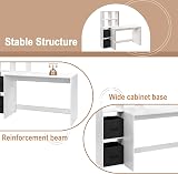 WOLTU Desk with Bookcase, Office Desk, Bookcase with 6 Open Compartments and 2 TNT Boxes, Computer Desk, Study, Bedroom, 140.5 x 50 x 134 cm, Wood, White, TS184ws - 3