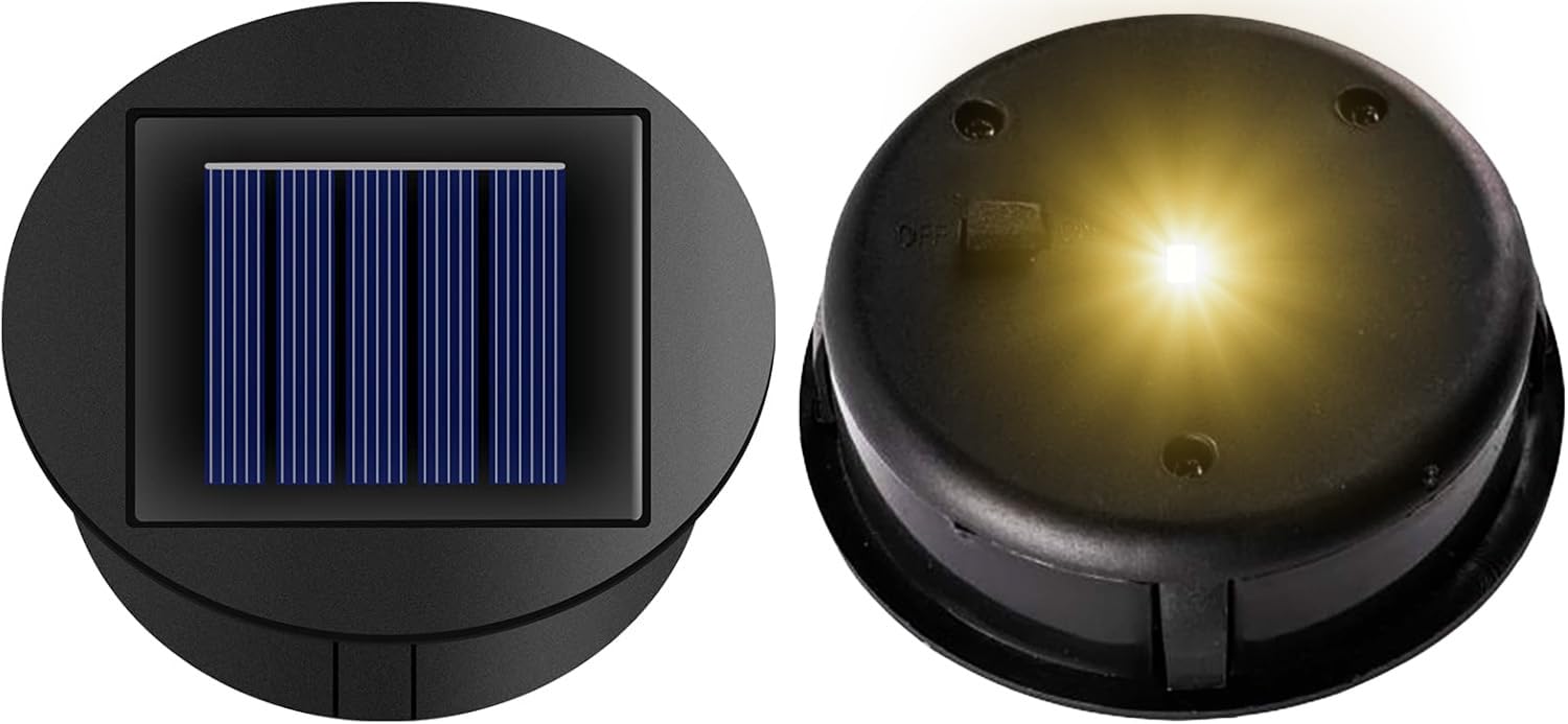 2 Pack Solar Light Replacement Top Parts(Top Size 3.15 inch,Bottom Size 2.76 inch) 7 Lumens Lantern Lids Replacement Light,Waterproof LED Replacement for Outdoor Garden, Pathway, Yard Light,Warm White