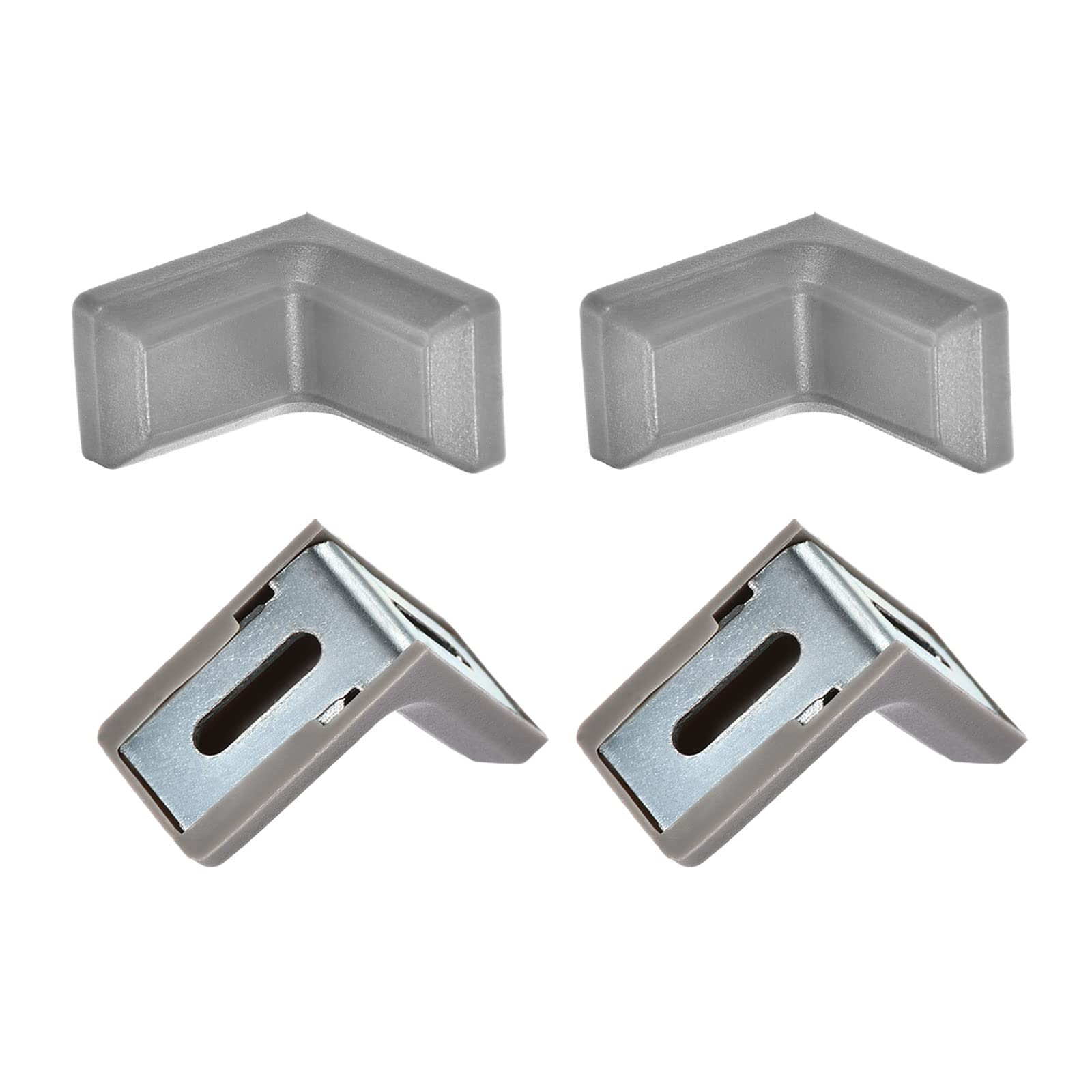 DTGN 28x28x18mm(LxWxH) Plastic Corner Brackets -10Pack - Good for Furniture Repairing - 2 Holes L Shape Right Angle Brace - Grey