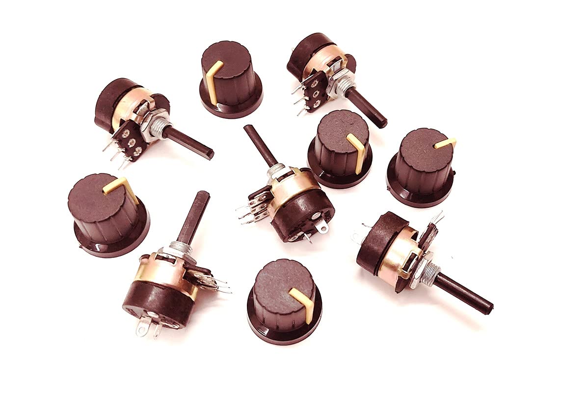 (Pack of 5) 10k Potentiometer with Knob Linear Resistor Volume controllerON-Off. 10k Volume Control with Knob