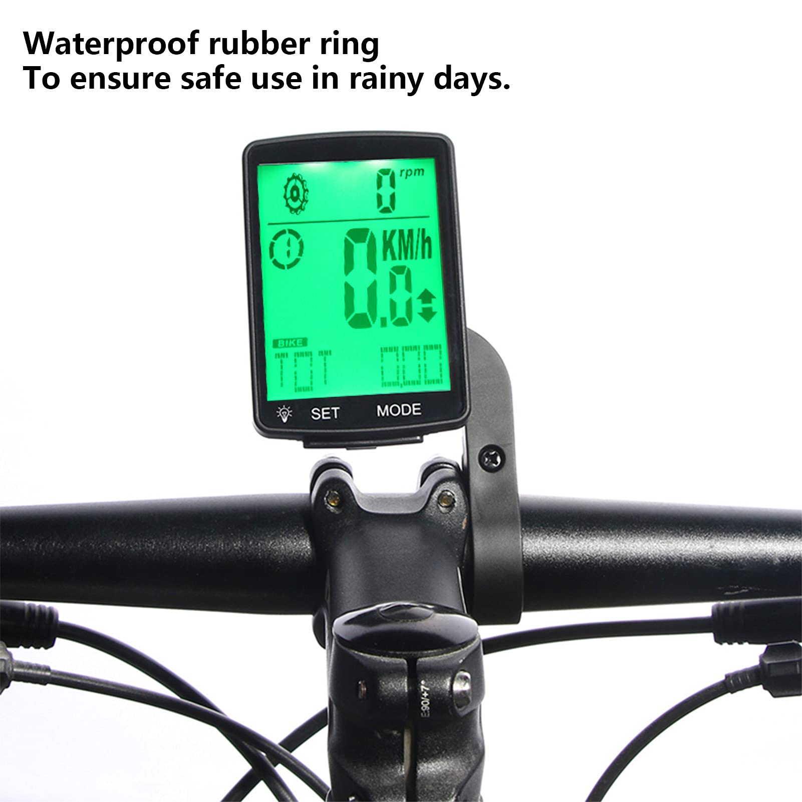 Ordinateur de vélo Compteur de Vitesse Compteur kilométrique LED Chronomètre Multifonction Lumineux avec Grand écran Conception étanche pour Les Amateurs de Cyclisme Matériau ABS