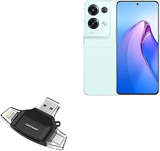 BoxWave Smart Gadget Compatible with Oppo Reno8 - AllReader SD Card Reader, microSD Card Reader SD Compact USB - Jet Black