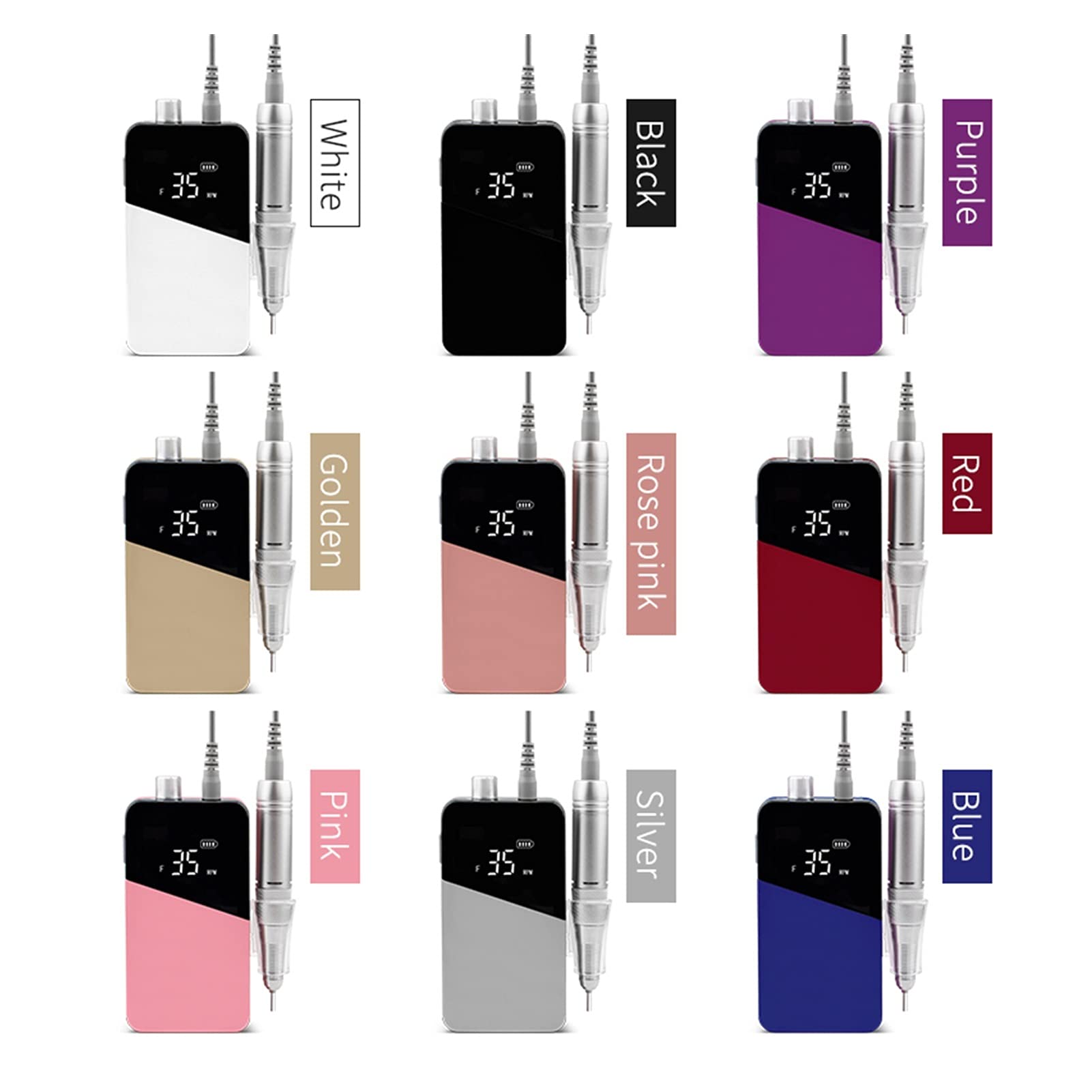 Wiertarka do paznokci Przenośna maszyna wiertarka do paznokci 35000RPM Zestaw manicure Salon kosmetyczny Wiercenie elektryczne 35000 RPM(Rose gold-gift pack)