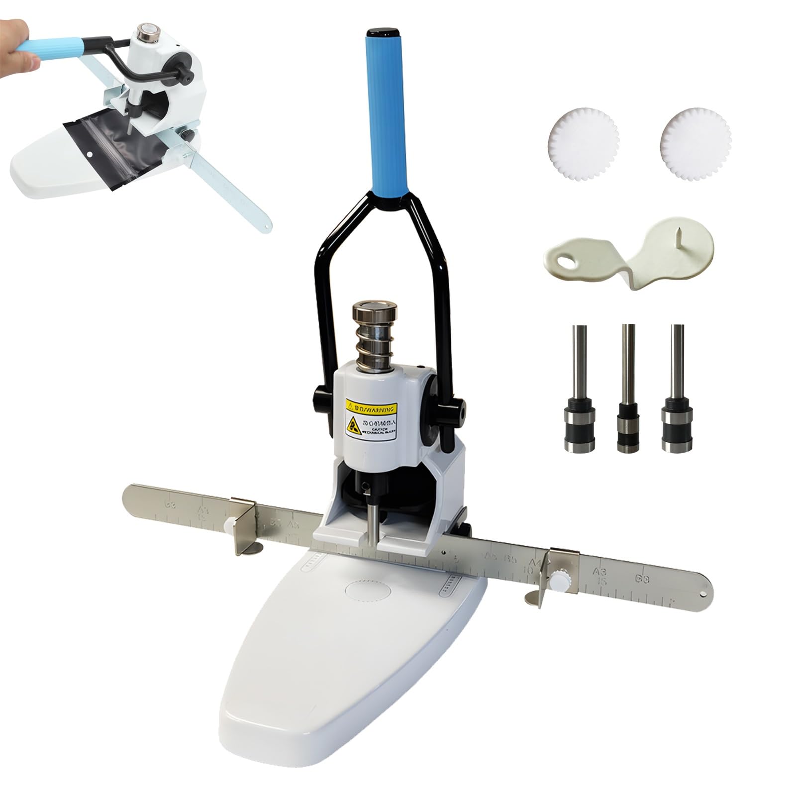 Manueller Locher, Einzelloch-Stanzmaschine für bis zu 300 Blatt, Tag-Stanzwerkzeug mit 3mm, 4mm, 8mm Bohrnadeln für Papierherstellung und Bürogebrauch