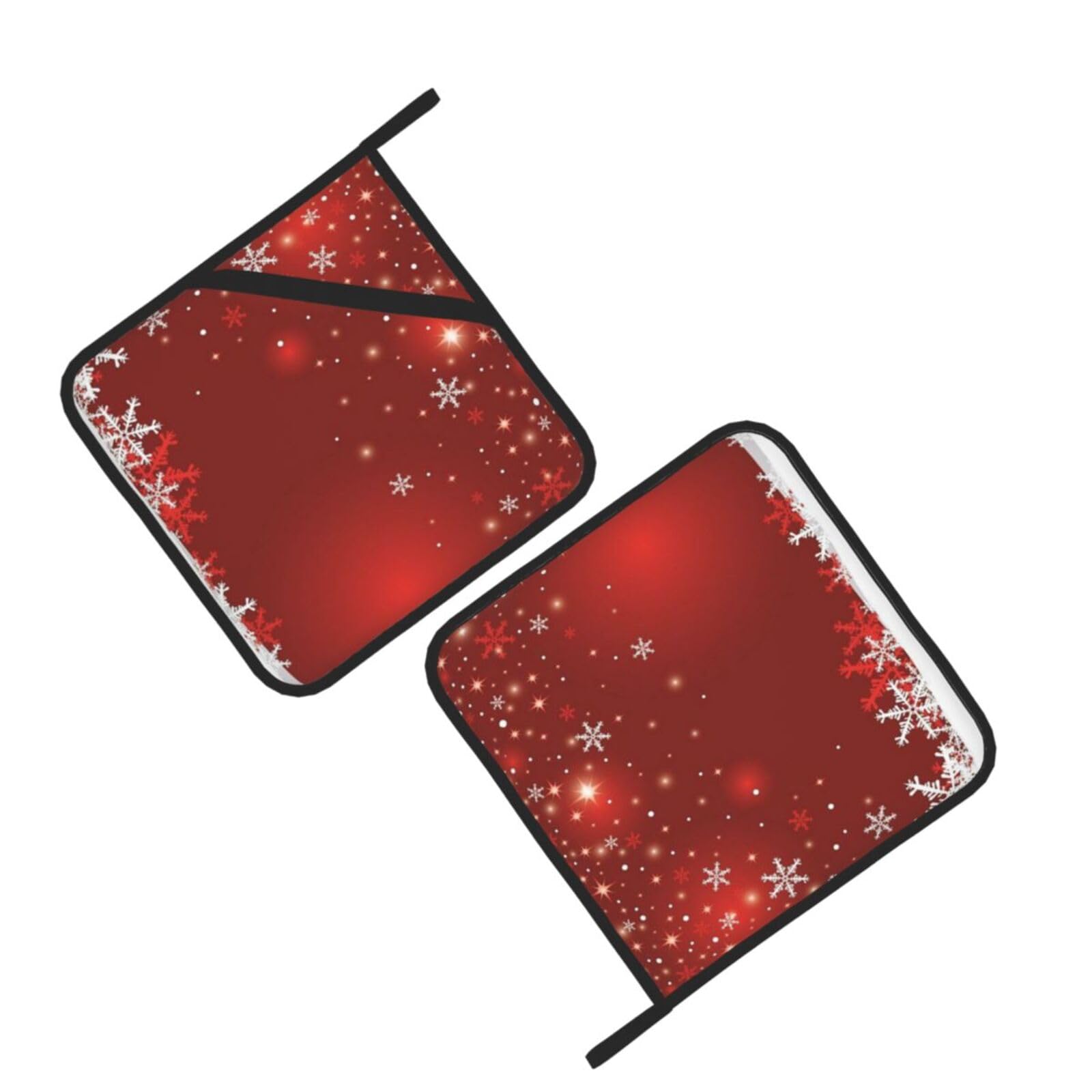 Christmas Printed Oven Pot Holders Set of 2 Pcs Heat Resistant Kitchen Microwave Potholders for Cooking Baking Grilling