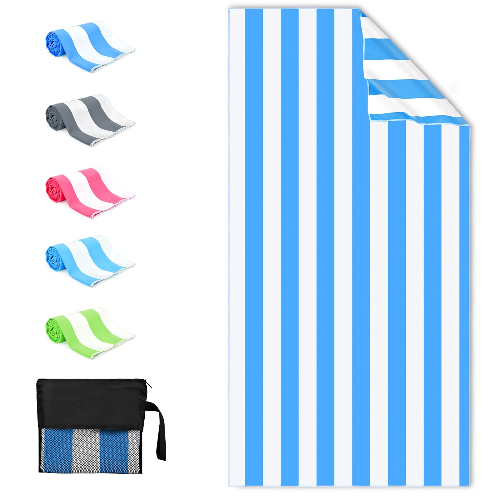 Sarsumir Men's Dark Blue Microfibre Beach Towel 180X90cm Large Beach Towel Quick Dry Microfibre Towel For Gym Travel Swim Pool Yoga Camping Sports Travel Towel For Adults, Blue
