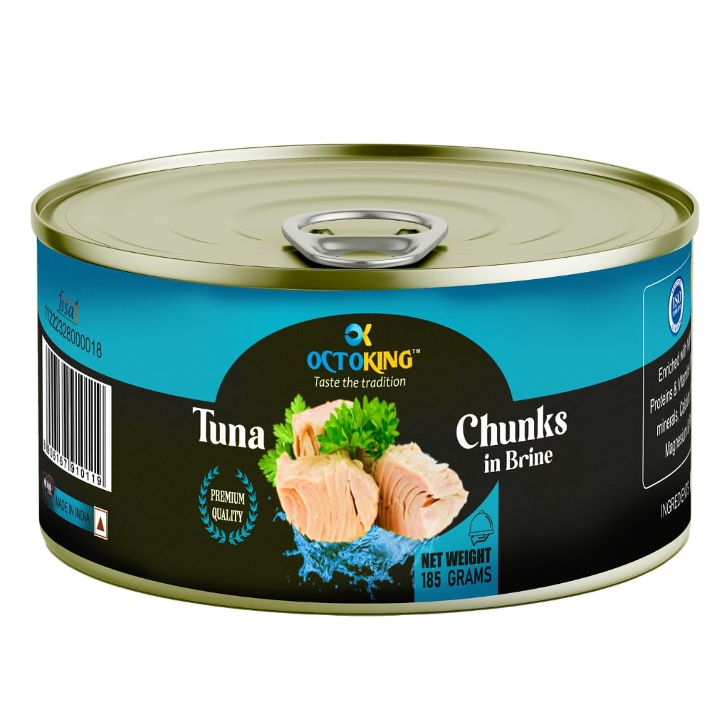 Octoking Tuna Chunks in Brine Salt Water Added 185g (Pack of 3) - Image 4 thumbnail