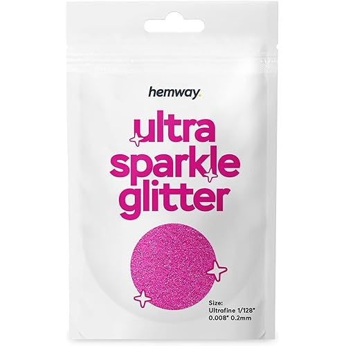 Hemway Premium Ultra Sparkle Glitter Multi Purpose Metallic Flake for Arts Crafts Nails Cosmetics Resin Festival Face - Baby Pink Iridescent - Ultrafine (1/128" 0.008" 0.2mm) 10g / 0.35oz Sample