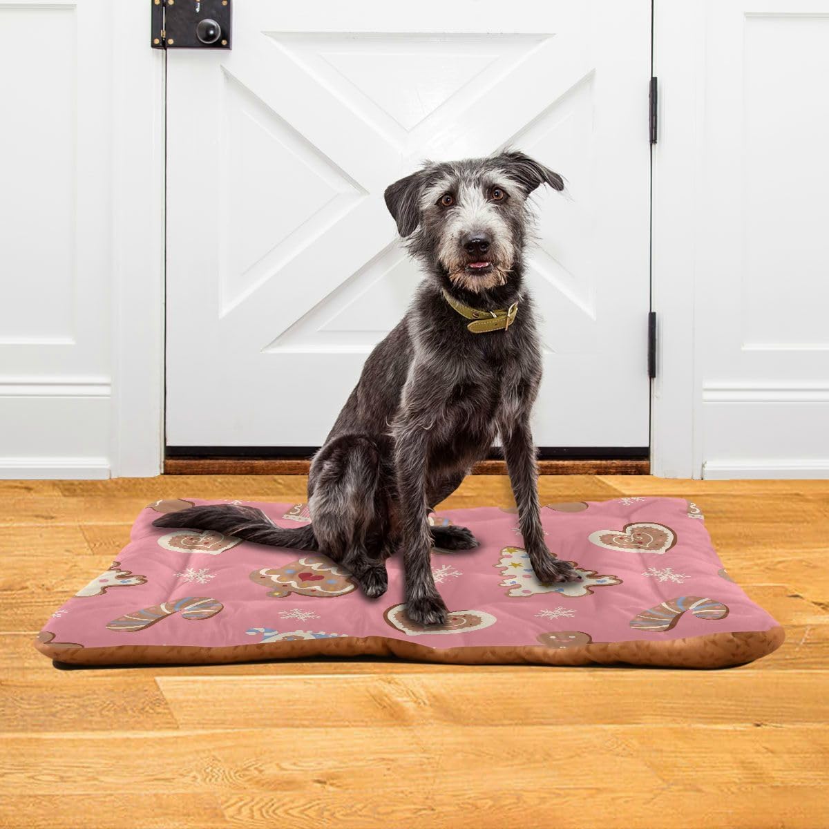 Dog Bed Mat Christmas Gingerbread Houses Washable Anti Slip Bottom Comfy Kennel Pad Cat Crate Mat Dog Pet Pad 24 x 36 Inches