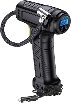 Air Pump for Car Tires Tire Inflator with Pressure Gauge Digital Display Low Noise Electric Air Pump with 3 Nozzles 12V Portable Air Compressor for Car Bike Motorbike Scooter Ball