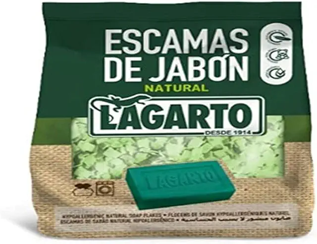 LAGARTO Escamas de Jabón Natural Verde - Bolsa 400gr para Sabão Azul e Branco