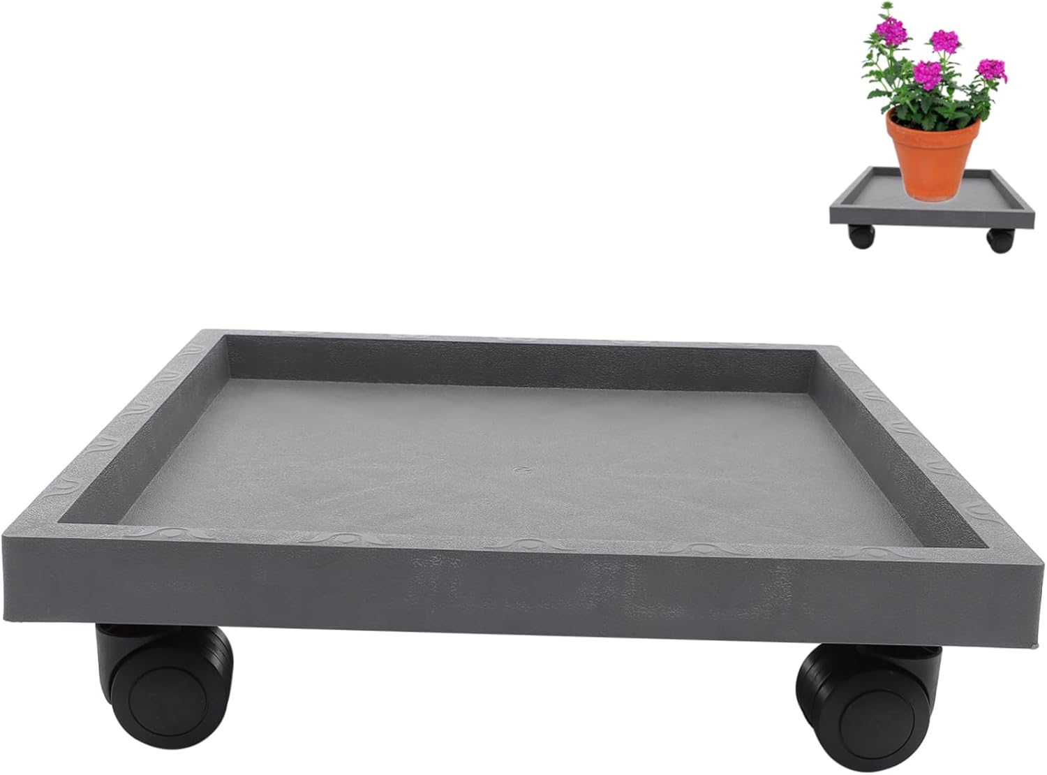 Moveable Flowerpot Tray with Wheels Heavy-Duty Pot Stand for Easy Mobility Planter Base Plate for Indoor and Outdoor Use Gray Model