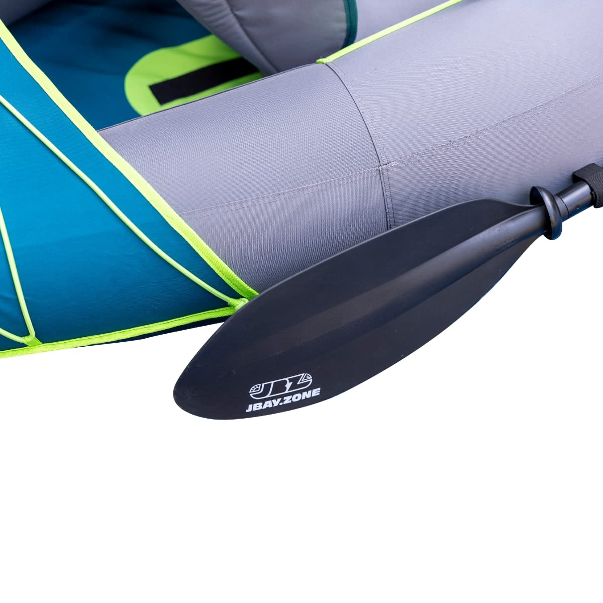 JBAY.ZONE Fluo, Kayak Gonfiabile Biposto per Neofiti e Appassionati, Tre Camere d'Aria, Drop-Stitch ad Alta Pressione, Pompa, 2 Pagaie a Doppia Pala e 2 Sedili Inclusi, Fino a 150kg, 335x93 cm