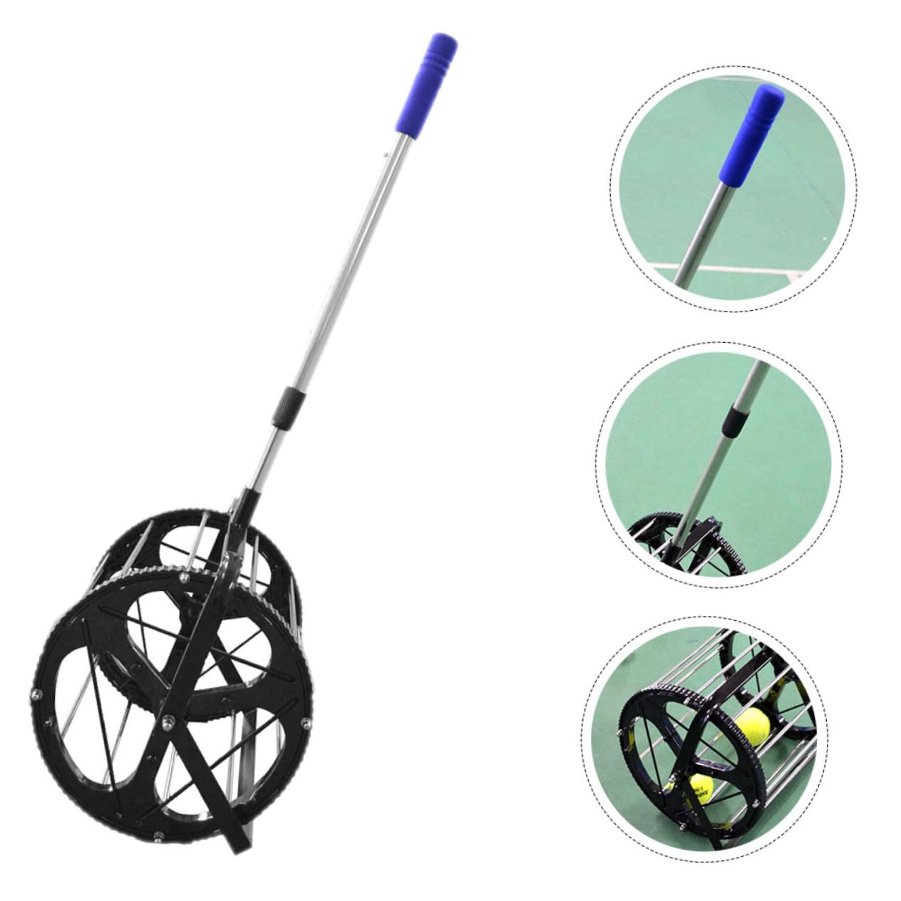 Raccoglitore di Palline da Tennis Materiale in Nylon e Metallo capacità 55 Palline Rotolamento Fluido per Allenamenti e Tornei Competitivi