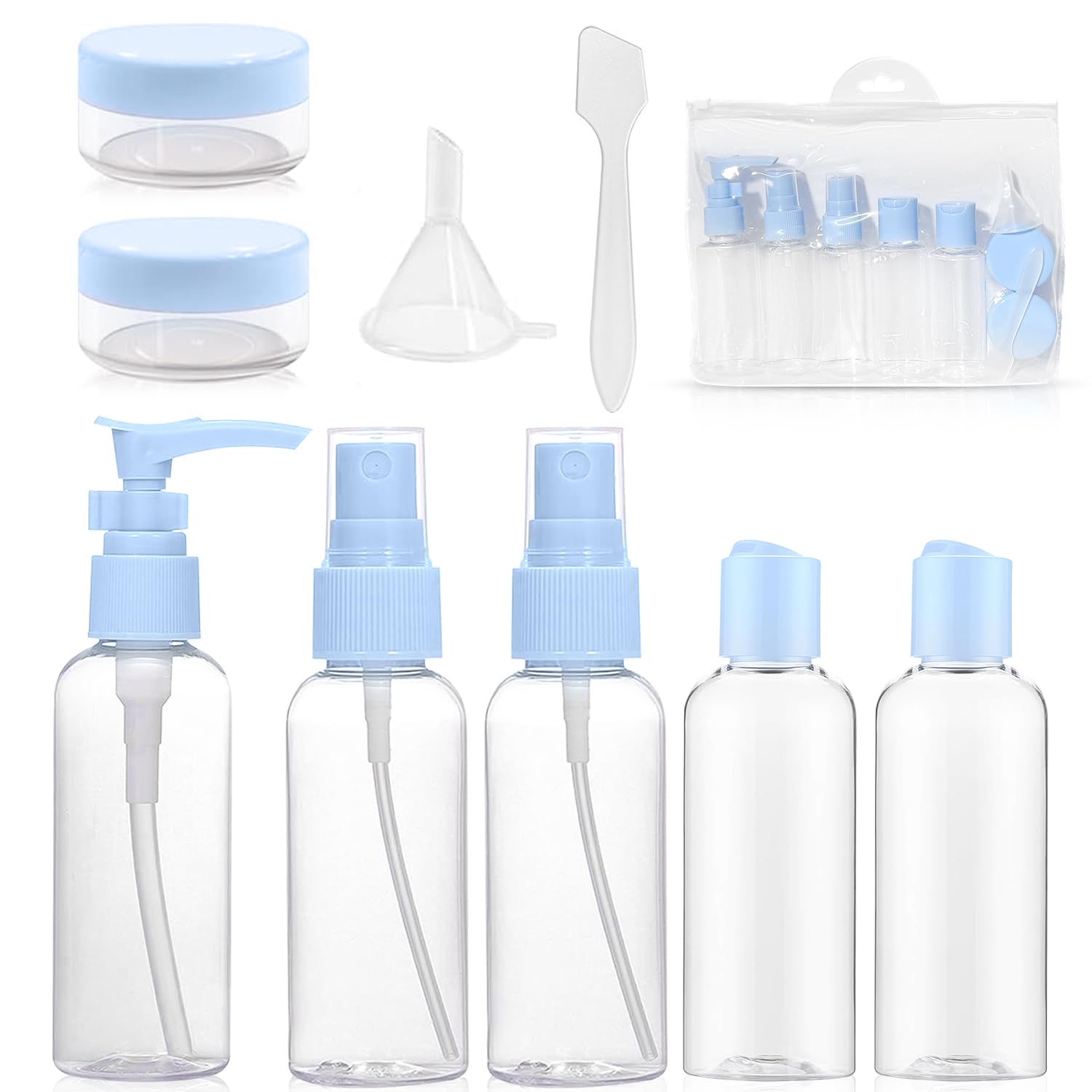 bellmeanin 9 Pcs Travel Bottle for Toiletries Set 50 ML (Blue)