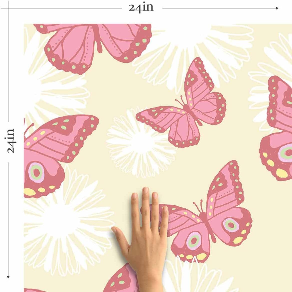 Walls By Me Pink Butterfly Peel and Stick Removable Wallpaper 9894