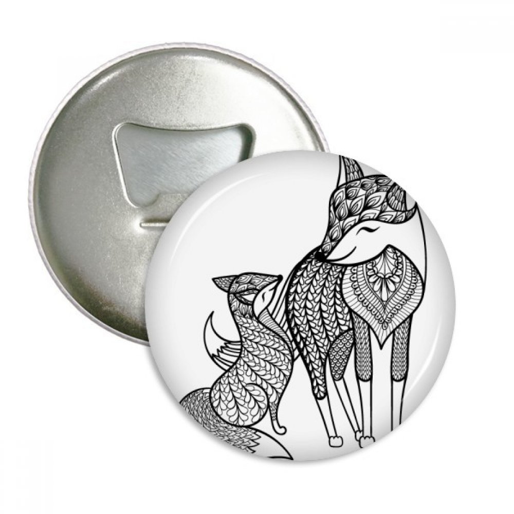Ouvre-bouteille avec aimant de réfrigérateur rond renard 3 pièces argent