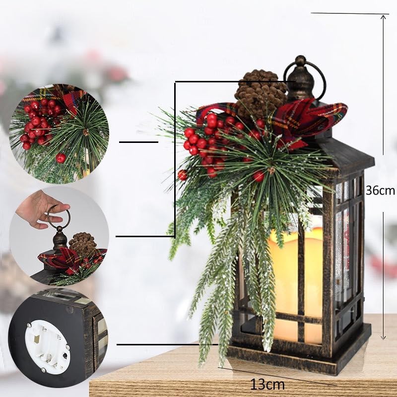Miniatura 3 de Farol Mantle Christmas Snow Globe - Velas a pilas con temporizador y control remoto, decoración del hogar para interiores y exteriores