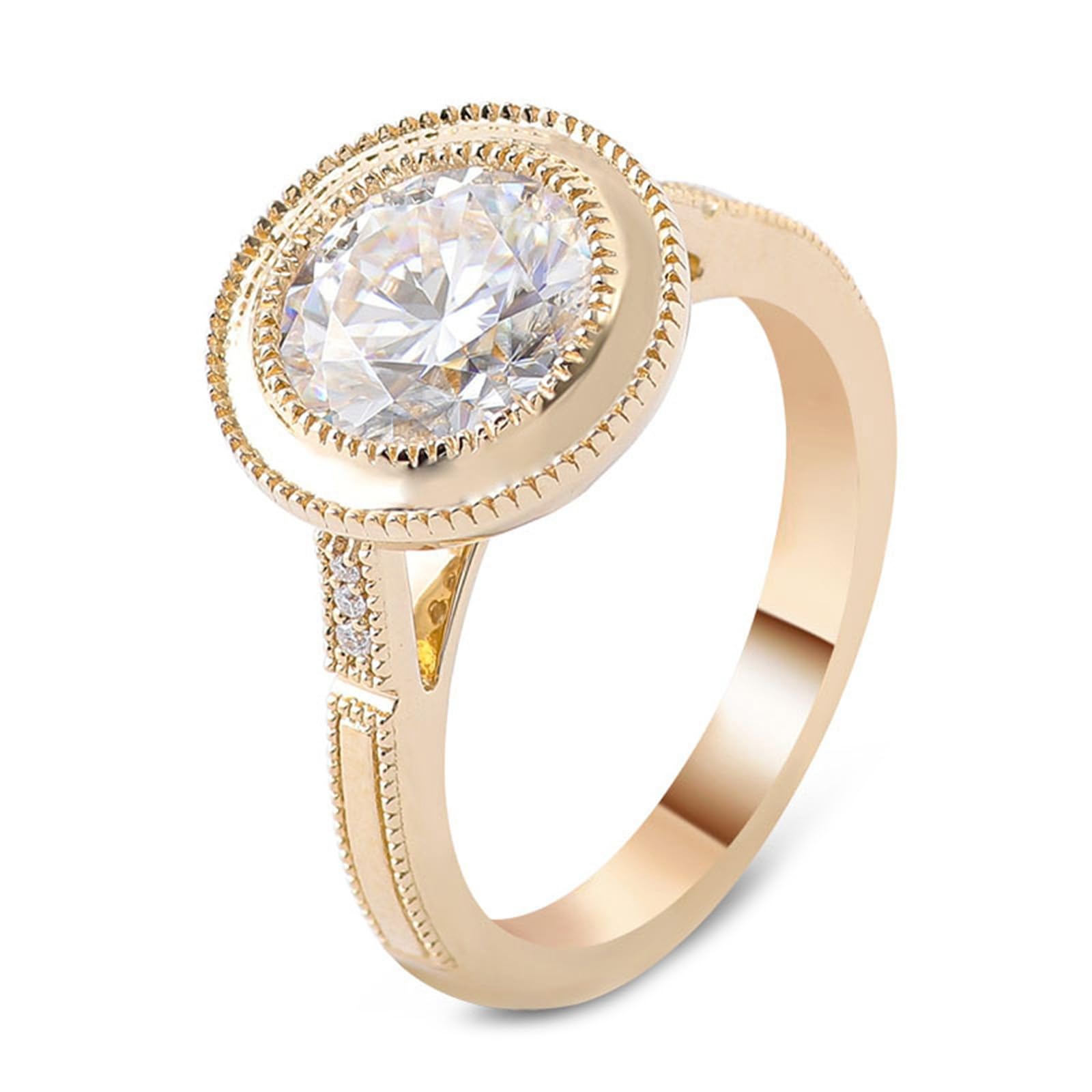 Złote pierścionki damskie 375, obrączki ślubne, żółte złoto 9-karatowe, halo, pierścionek zaręczynowy z Moissanite 3 ct D Color VVS1 dla kobiet, rozmiar 51 (16,2)