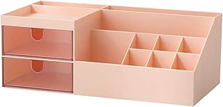 Makeup Organizer, Desk Organizer, Vanity Organizer, Cosmetic Storage Organizer, Desk Storage Box, Mini Desk Storage for Office Supplies, Bathroom Counter or Dresser, Pink