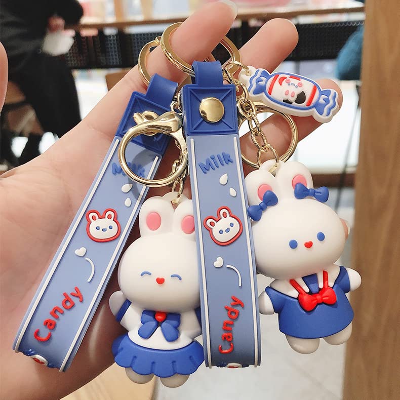 Amazon.co.jp: 大きな白ウサギキャラメルキーホルダー、バッグ、携帯