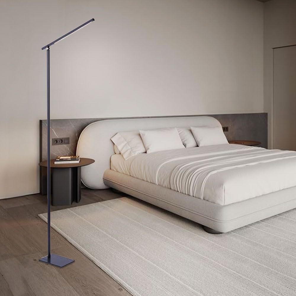 Stehlampe anthrazit Touchdimmer Wohnzimmerlampe LED Stehleuchte, Spot beweglich, 6,5W 500lm warmweiß, BxH 43,5 x 145 cm
