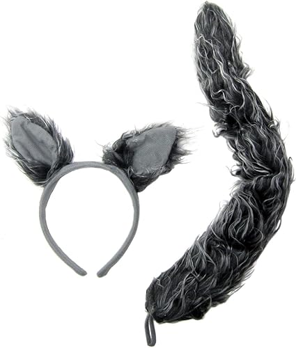 J24630. Orejas de lobo y cola, talla única, color gris.
