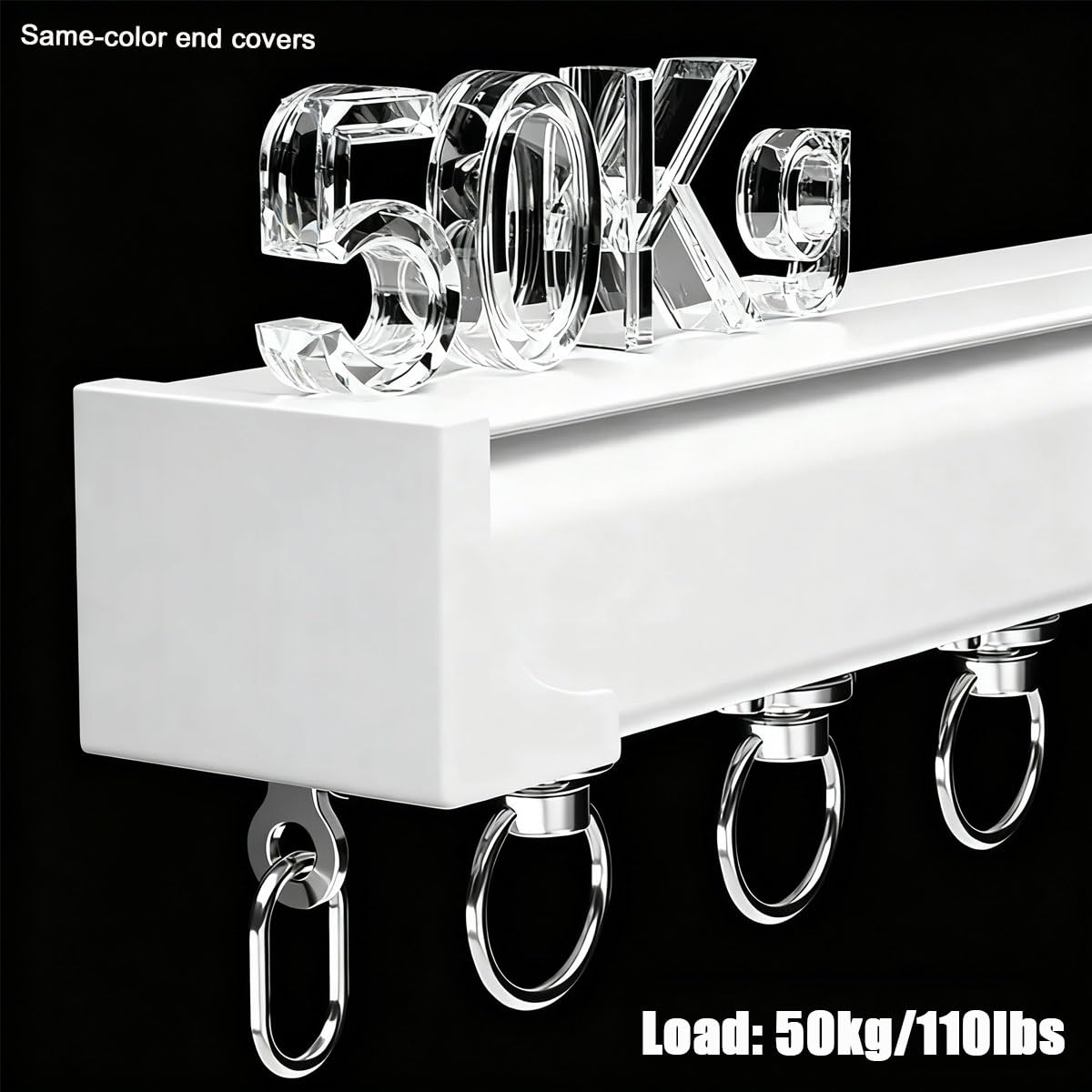 Aluminio K – Soporte de techo o pared blanco 1 pista 2 mm de grosor 1 – 15 m de longitud t para separadores de habitación y varillas (4)