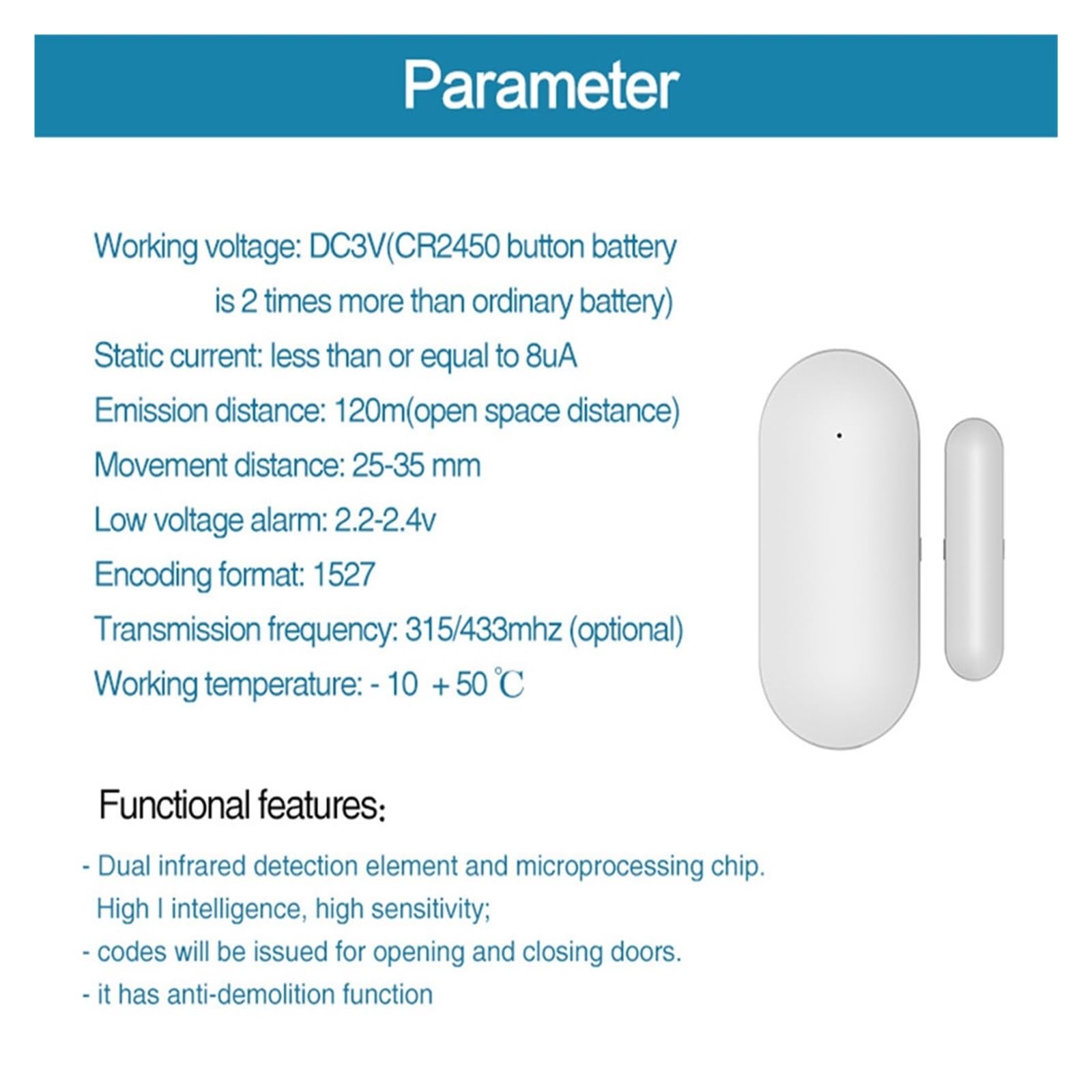 Sensor de puerta de ventana for todo el sensor de espacio inteligente inalámbrico de seguridad de alarma for el hogar for detectar puertas abiertas(10 PCS)