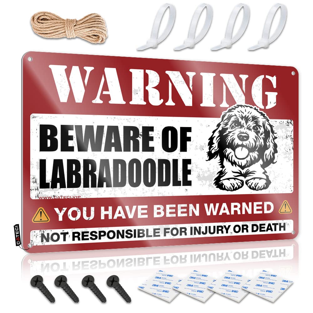 Mwfkkaddb Men's One Color Tinsign Decor Beware Of Labradoodle Tin Sign Bar Sign Metal Tin Sign Metal(30X40cm)