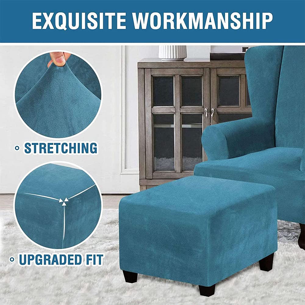 Copri Pouf In Velluto Elasticizzato - Morbido E Lavabile, Beige, Per Soggiorno - Foto 10