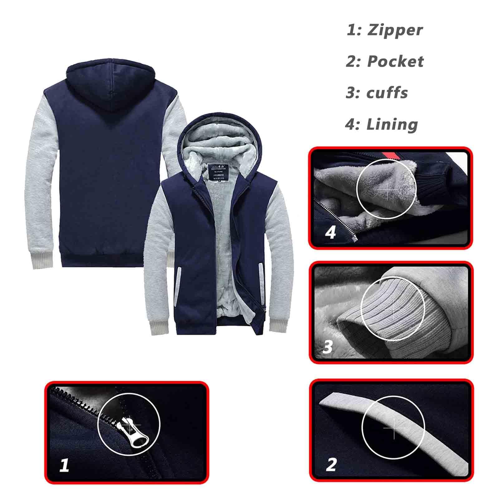 Sweats à Capuche en Laine épaisse pour Hommes pour SUZ-uki, Sweat-Shirts Doux et Respirants, Vestes zippées, Cardigans à Manches Longues, Manteaux, Pulls de Sport avec Grandes Poches